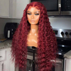 straight 99j 210% Density Human Hair Hd Full Transparent Lace Front Human Hair Wigs