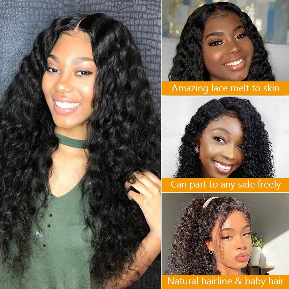 100% Human Hair Fronta 13x6 Deep Wave Transparent Lace Frontal With Baby Hair